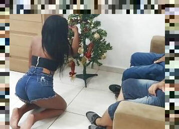 amador, chupanços, ébona, adolescente, a-três, puta-slut, namorada, excitante, cavalgando, fetiche