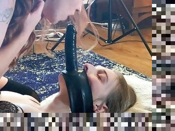 Domme Rides Pretty Girl with a Dildo Strapped to Face