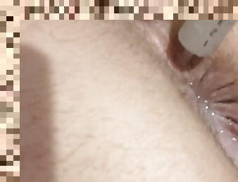 Using my cum to creampie my tight ass