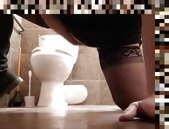 masturbación, orgasmo, público, squirting, esposa, amateur, maduro, pareja, baño, a-solas