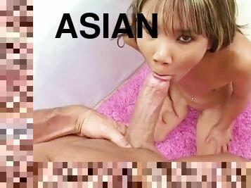 asiatisk, blowjob, cumshot, tenåring, deepthroat, pov, facial, blond, petite, små-pupper