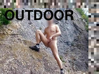 Outdoor masturbation by castle ruins