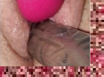 Husband fucks my wet pussy with a dildo well I cum hard pleasuring my delicious clit