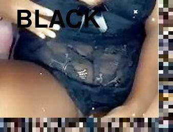 Beautiful Black Ebony Trans Girl Jacking Her Big Black Dick Until She Cums Hard All Over Herself