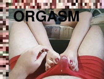 orgasmo, pés, pov, meias-calças, ejaculação, engraçado, fetiche, trabalho-de-pé, sexo-vestido, roupa-interior