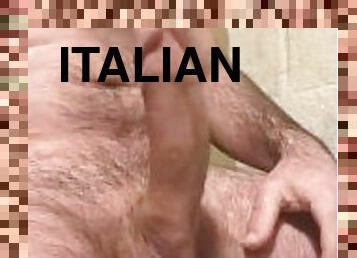 baignade, énorme, masturbation, amateur, énorme-bite, italien, douche, solo, blanc, bite