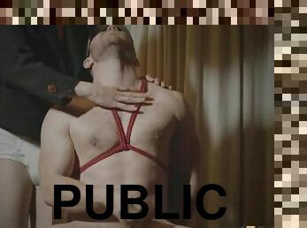 public, ejaculation-sur-le-corps, énorme-bite, gay, branlette, ejaculation, musclé, minet, bite