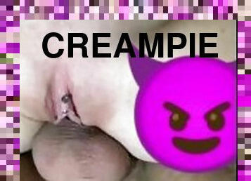 pussy, amatør, creampie, cum, små-pupper