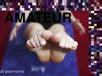 amateur, ados, pieds, bout-a-bout, fétiche, salle-de-gym, jambes, orteils, séance-dentraînement