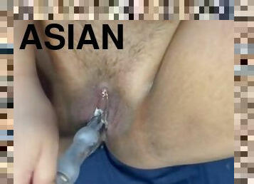 asiatique, masturbation, orgasme, chatte-pussy, giclée, amateur, jouet, point-de-vue, gode, solo
