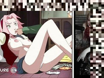 Girl playing porn game / Naruto satisfies Sakura / Sweet neighbor