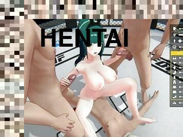 femme, point-de-vue, femme-au-foyer, anime, hentai, lutte, 3d