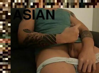 asiatique, masturbation, ejaculation-sur-le-corps, gay, secousses, solo, philippine, bite