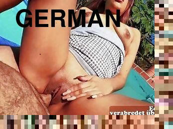 im-freien, anal-sex, blasen, latina, deutsch, schlampe, gesichtspunkt, natürliche, brunette