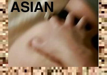 asiatisk, storatuttar, doggy-style, amatör, avsugning, creampie, knubbig, rumpa, pov, hårt