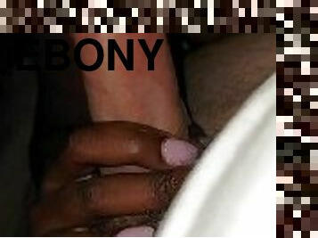 Ebony sucking the cum out of white dick