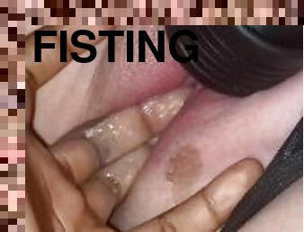 gros-nichons, fisting, chatte-pussy, giclée, amateur, interracial, belle-femme-ronde, doigtage, fétiche, humide