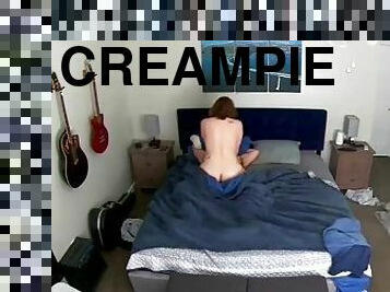 SECURITY CAM FUCK - CREAMPIE IN PRONE POSITION