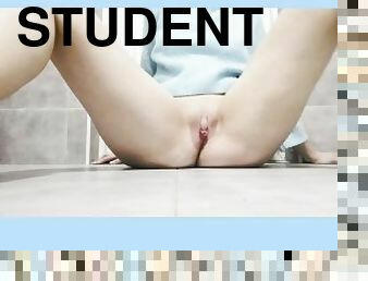 Shy Student Masturbates Pink Pussy