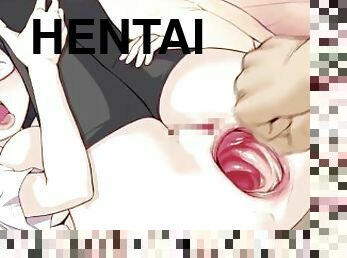 tumbukan, alat-kelamin-wanita, muncrat, dubur, dua-kali-ganda, kartoon, hentai, fetish