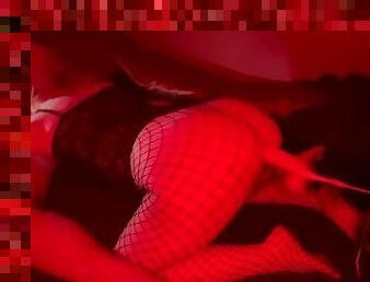 Pawg in fishnets gets fucked by machine