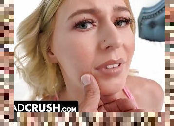 Dad Crush - Sexy Blonde Teen Offers A Sloppy Blowjob To Make Up For The Mess She Created