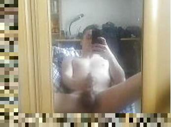 Teen boy masturbating infront of mirror