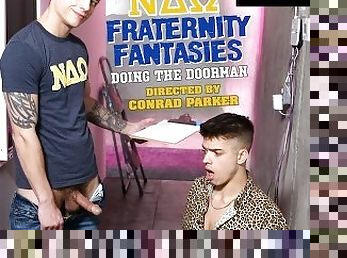 Handsome Fratboy Doorman Bribes Cute Pledge - Evan Knoxx, Kyle Wyncrest - NextDoorStudios