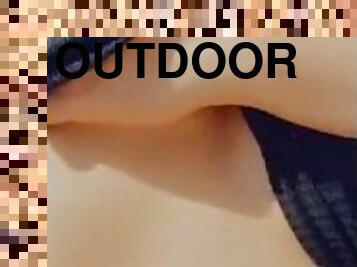 Outdoor boobs grab