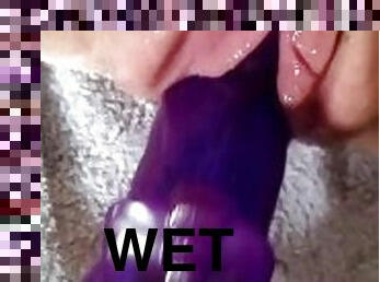 Fucking my tight swollen  soaking wet pussy with big dildo