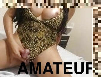 masturbation, amateur, ejaculation-sur-le-corps, branlette, brunette, réalité