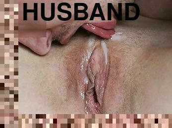 The Husband licks his lover's Sperm from his Wife