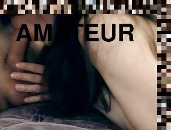 femme, amateur, fellation, ejaculation-sur-le-corps, maison, hirondelle, ejaculation, brunette, bite, sucer