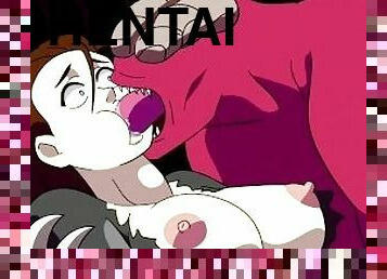 gros-nichons, monstre, chatte-pussy, anal, ejaculation-interne, ejaculation, anime, hentai, humide