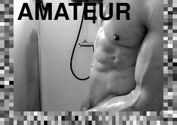 baignade, papa, amateur, couple, douche, solo, pappounet, musclé