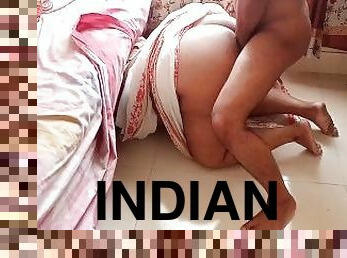 Indian sult desi BBW aunty stuck under bed while cleaning, then guy Fucked her Big Anal & cum Inside