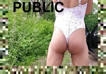 Staat wearing Swimsuit in public