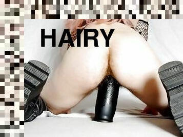 extrem, hårig, gigantisk, masturbation, fitta-pussy, dildo, goth, liten