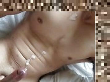 asiatique, amateur, ejaculation-sur-le-corps, gay, arabe, japonais, point-de-vue, ejaculation, solo, musclé