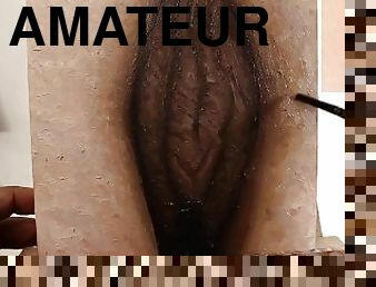 chatte-pussy, amateur, point-de-vue, solo