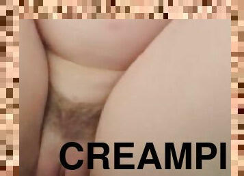 Dirty Talking BBC Creampies Brunette’s Fat Pussy