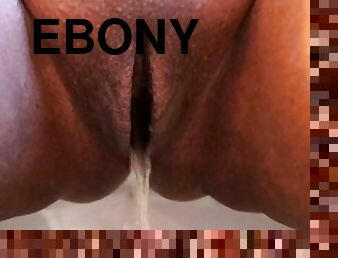 Ebony Queen Pissing Up Close