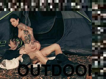 Joanna Angel's camping fun includes a rough ass pounding at nighttime