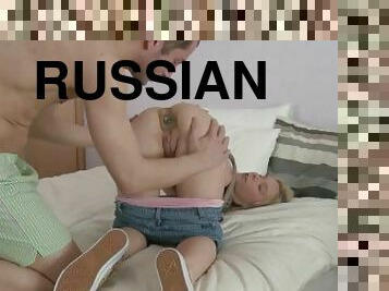 Young Russian Blonde Ass Fucked With Anal Toy And Cock