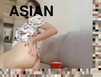 asiatique, masturbation, pieds, secousses, bas, point-de-vue, fétiche, chinoise