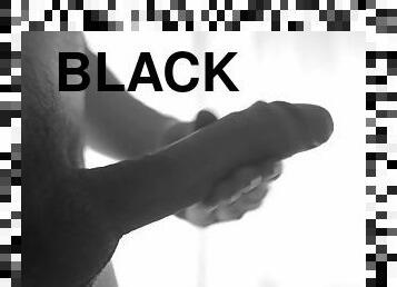 4K Black & White dick art. Cum in slow motion. Big white uncut dick.