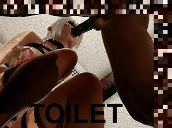 betrug, beule-schuss, tief-in-die-kehle, creampie, schlampe, beule, wc, anime, hentai, 3d