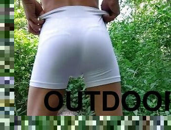 White Lingerie Sissy outdoor