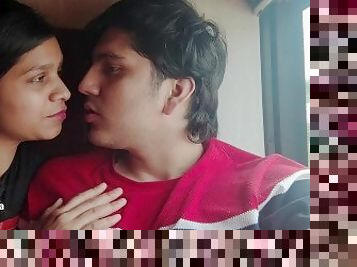 Indian Teen Couple kissing in the Bus
