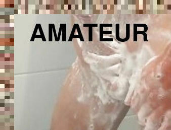 Intense soapy masturbation in the shower